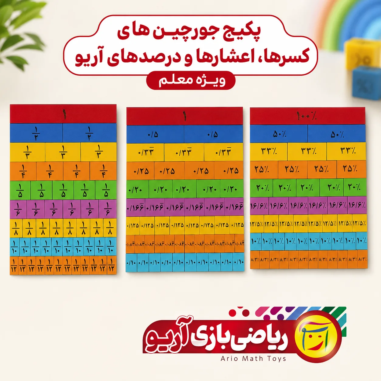 جورچین کسر، درصد، اعشار آریو - ویژه معلم
